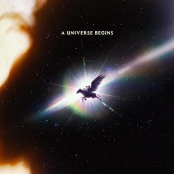 Official Narnia: The Magician’s Nephew poster showing a winged horse and rider silhouetted against a bright cosmic burst with the words “A Universe Begins.”