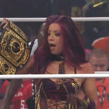AEW WrestleDream screencap: Mercedes Moné displays her AEW Women's World Championship, which she retained at the PPV