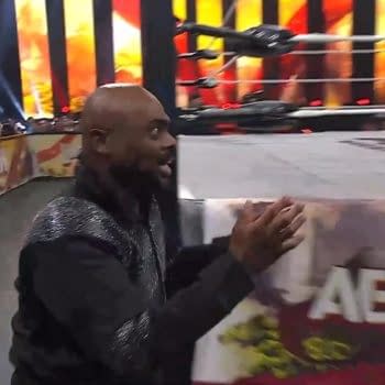 Stokely Hathaway reacts to the action as the Motor City Machine Guns face FTR in the first of a Best of 5 series at AEW WrestleDream