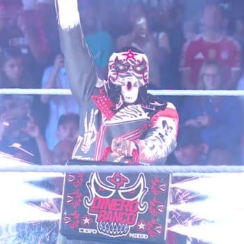 Penta shows off his Money in the Bank briefcase on WWE Raw