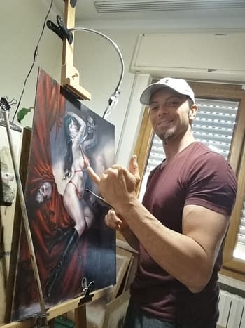 Lucio Parrillo Bulks Up to Paints Vampirella Cover.