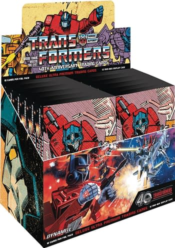 Cover image for TRANSFORMERS 40TH ANN DLX PREMIUM TRADING CARDS CASE (12CT)