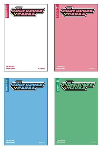 Cover image for POWERPUFF GIRLS #1 BLANK CVR SET (4CT) WHITE PINK BLUE GREEN