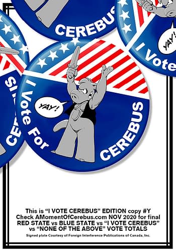 Cerebus Remasters High Society For Election Year.