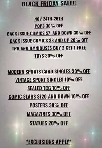 Comic Shops Doing Black Friday Sales For 2023
