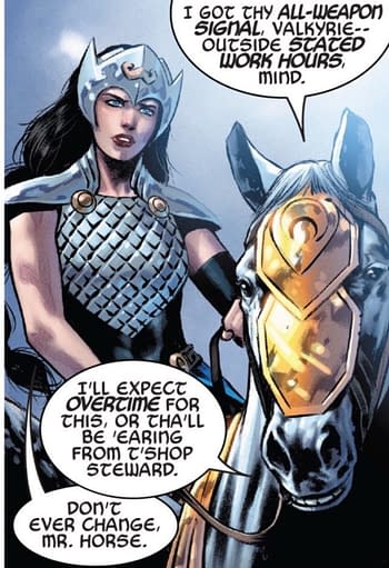 Valkyrie's Mr Horse Tells Marvel Readers "Never Trust A Tory"