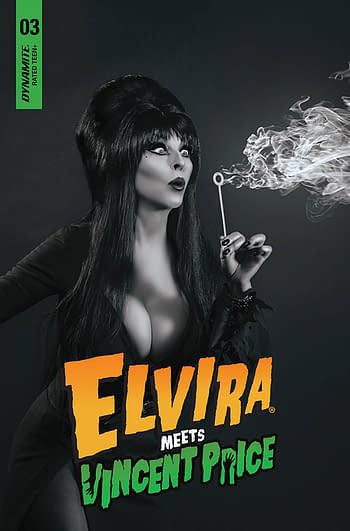 Cover image for ELVIRA MEETS VINCENT PRICE #3 CVR E 10 COPY INCV PHOTO B&W