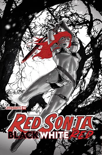 Cover image for RED SONJA BLACK WHITE RED #4 CVR B STAGGS