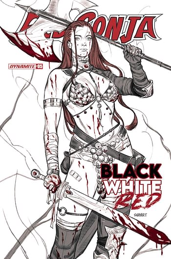 Cover image for RED SONJA BLACK WHITE RED #5 CVR B SWAY