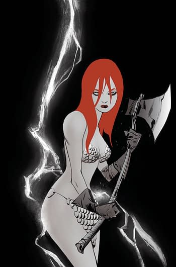 Cover image for RED SONJA BLACK WHITE RED #5 CVR J LEE LTD VIRGIN