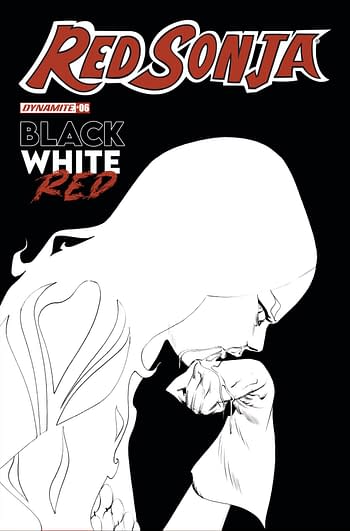 Cover image for RED SONJA BLACK WHITE RED #6 CVR H 30 COPY INCV LEE B&W