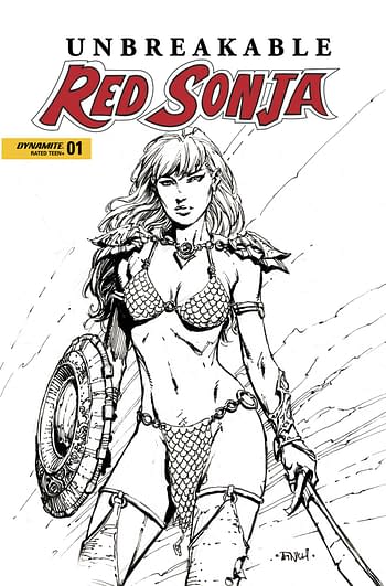 Cover image for UNBREAKABLE RED SONJA #1 CVR D FINCH B&W