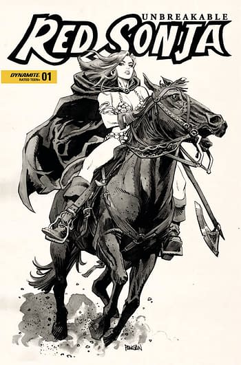 Cover image for UNBREAKABLE RED SONJA #1 CVR I 15 COPY INCV PANOSIAN