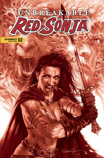 Cover image for UNBREAKABLE RED SONJA #2 CVR G 10 COPY INCV PARRILLO TINT