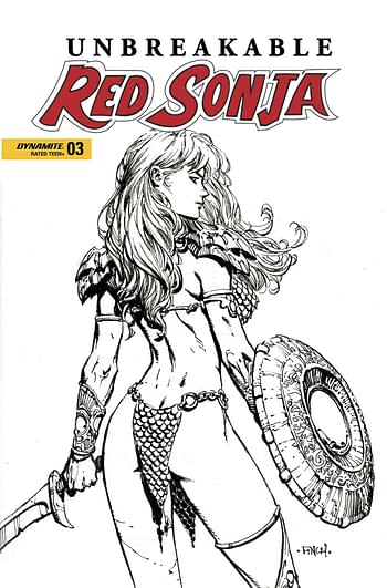 Cover image for UNBREAKABLE RED SONJA #3 CVR D FINCH B&W
