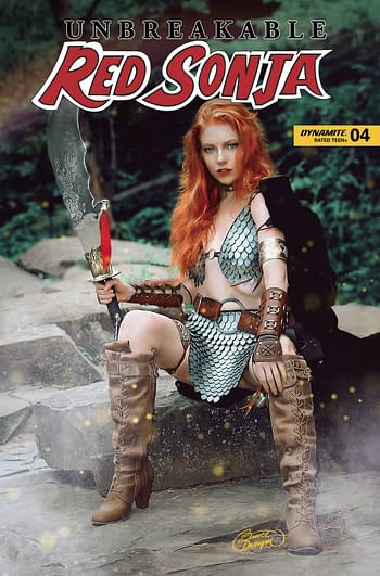 Cover image for UNBREAKABLE RED SONJA #4 CVR E COSPLAY