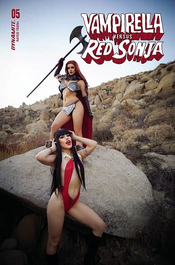 Cover image for VAMPIRELLA VS RED SONJA #5 CVR E COSPLAY