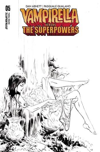 Cover image for VAMPIRELLA VS SUPERPOWERS #5 CVR G 10 COPY INCV LEE LINE ART