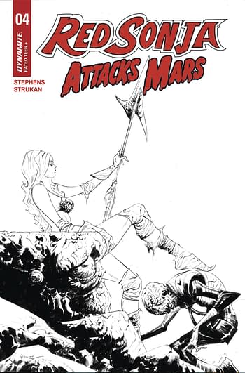 Cover image for RED SONJA ATTACKS MARS #4 CVR E 10 COPY INCV LEE LINE ART