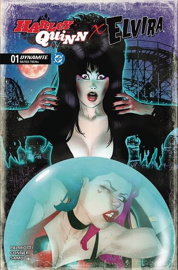 Cover image for HARLEY QUINN X ELVIRA #1 CVR D CALDWELL