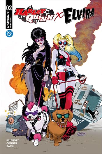 Cover image for HARLEY QUINN X ELVIRA #2 CVR A AMANDA CONNER 1