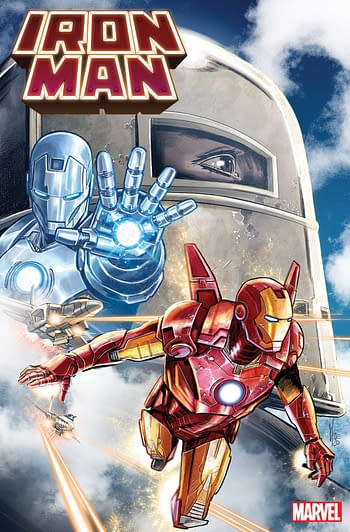 Marco Checcetto variant cover to Iron Man #14, by Christopher Cantwell and Cabu, in stores this November from Marvel Comics