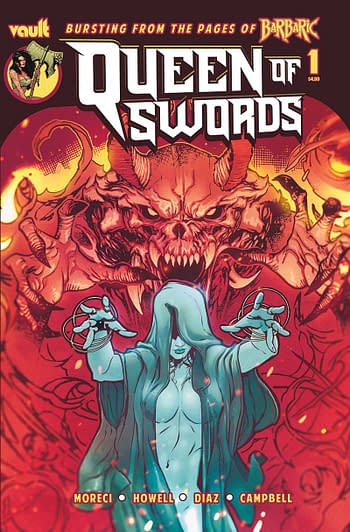 Cover image for QUEEN OF SWORDS BARBARIC STORY #1 CVR B GOODEN & DIAZ