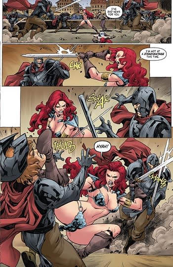 Exclusive Extended Previews of Red Sonja / Tarzan #2, Red Sonja #16, and More