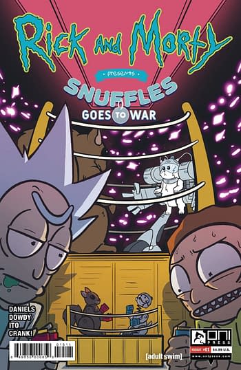 Cover image for RICK & MORTY PRESENTS SNUFFLES GOES TO WAR #1 CVR A DOWDY