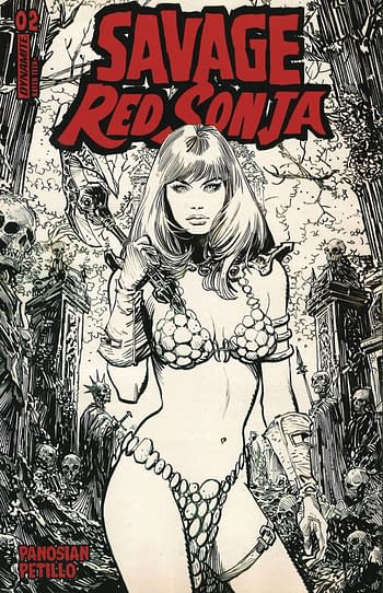 Cover image for SAVAGE RED SONJA #2 PANOSIAN LINE ART DE EXC VAR