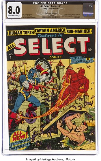 All Select Comics #1 The Promise Collection Pedigree (Timely, 1943) CGC VF 8.0 Off-white to white pages.