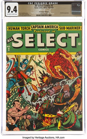 All Select Comics #2 The Promise Collection Pedigree (Timely, 1943) CGC NM 9.4 Off-white to white pages.