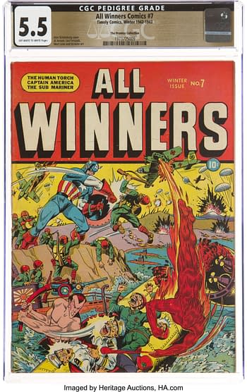 All Winners Comics #7 The Promise Collection Pedigree (Timely, 1942) CGC FN- 5.5 Off-white to white pages