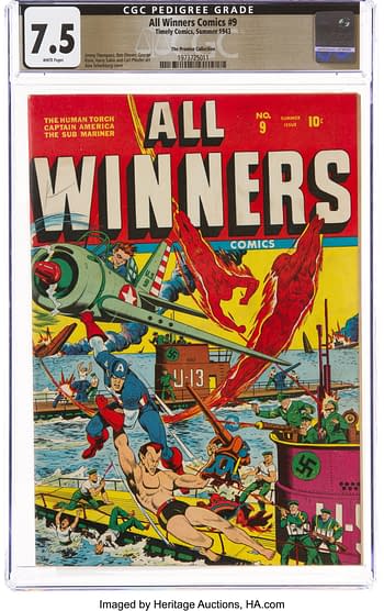 All Winners Comics #9 The Promise Collection Pedigree (Timely, 1943) CGC VF- 7.5 White pages.