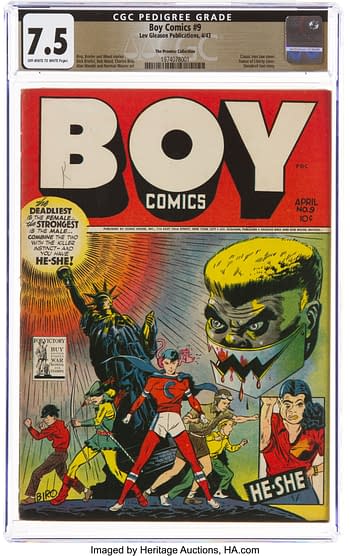 Boy Comics #9 The Promise Collection Pedigree (Lev Gleason, 1943) CGC VF- 7.5 Off-white to white pages.