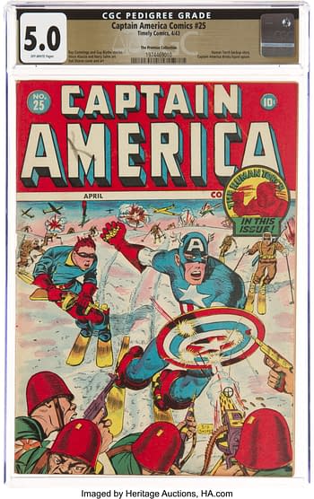 Captain America Comics #25 The Promise Collection Pedigree (Timely, 1943) CGC VG/FN 5.0 Off-white pages