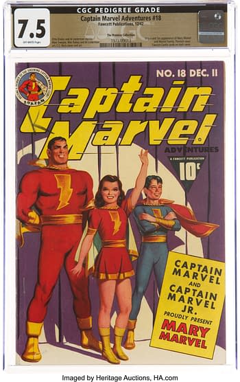 Captain Marvel Adventures #18 The Promise Collection Pedigree (Fawcett Publications, 1942) CGC VF- 7.5 Off-white pages