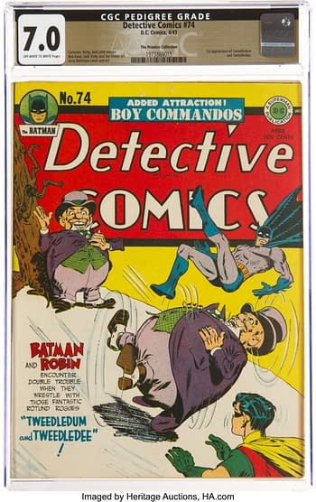 Detective Comics #74 The Promise Collection Pedigree (DC, 1943) CGC FN/VF 7.0 Off-white to white pages.