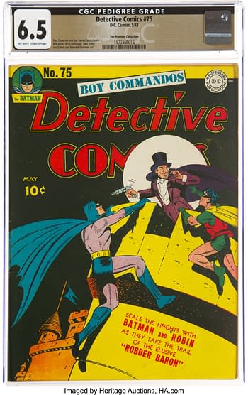 Detective Comics #75 The Promise Collection Pedigree (DC, 1943) CGC FN+ 6.5 Off-white to white pages.