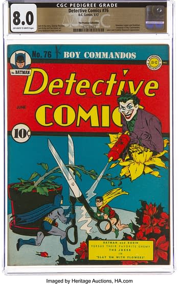 Detective Comics #76 The Promise Collection Pedigree (DC, 1943) CGC VF 8.0 Off-white to white pages.