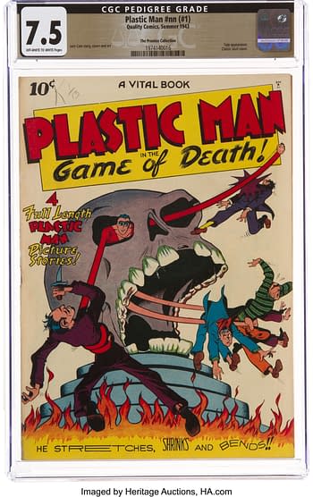 Plastic Man #nn (#1) The Promise Collection Pedigree (Quality, 1943) CGC VF- 7.5 Off-white to white pages.