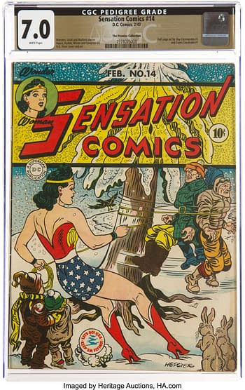 Sensation Comics #14 The Promise Collection Pedigree (DC, 1943) CGC FN/VF 7.0 White pages.