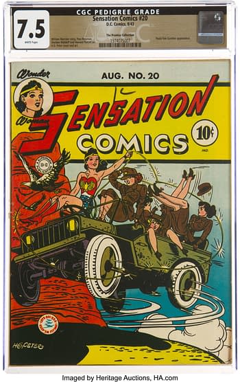 Sensation Comics #20 The Promise Collection Pedigree (DC, 1943) CGC VF- 7.5 White pages.