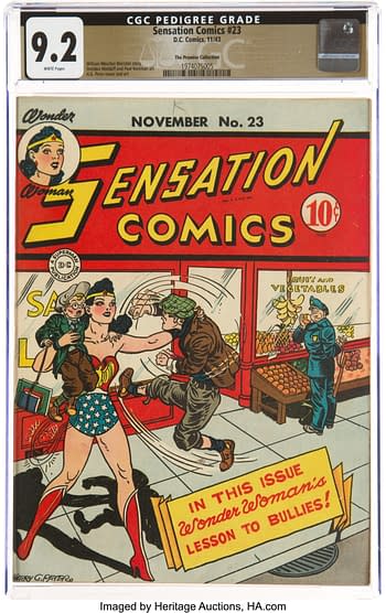 Sensation Comics #23 The Promise Collection Pedigree (DC, 1943) CGC NM- 9.2 White pages.
