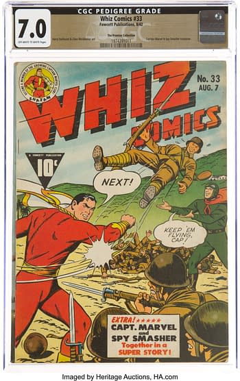 Whiz Comics #33 The Promise Collection Pedigree (Fawcett Publications, 1942) CGC FN/VF 7.0 Off-white to white pages