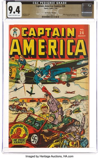 Captain America Comics #36 The Promise Collection Pedigree (Timely, 1944) CGC NM 9.4 Cream to off-white pages