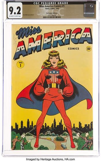 Miss America Comics #1 The Promise Collection Pedigree (Timely, 1944) CGC NM- 9.2 Off-white to white pages