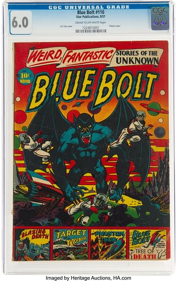 Blue Bolt #110 (Star Publications, 1951) cover by L.B. Cole.