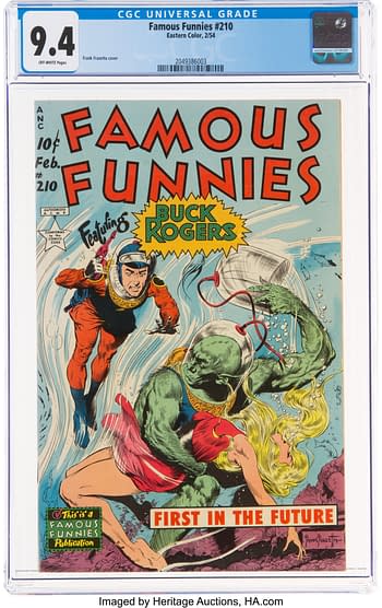 Famous Funnies #210 (Eastern Color, 1954), Frank Frazetta Buck Rogers cover.