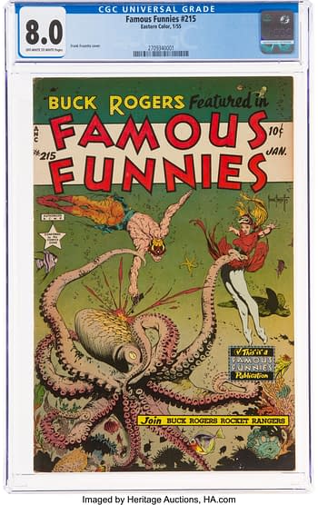 Famous Funnies #215 (Eastern Color, 1954), Frank Frazetta Buck Rogers cover.